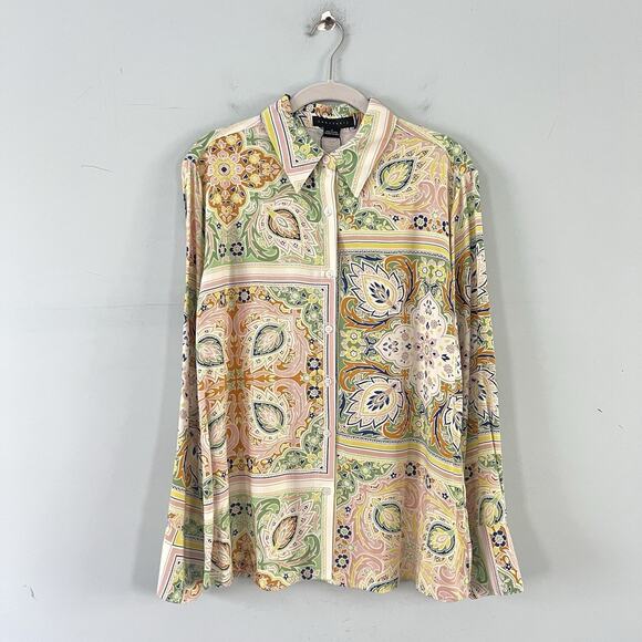 NWT Sanctuary The Vintage Scarf Paisley Long Sleeve Button-Up Shirt - Picture 4 of 8